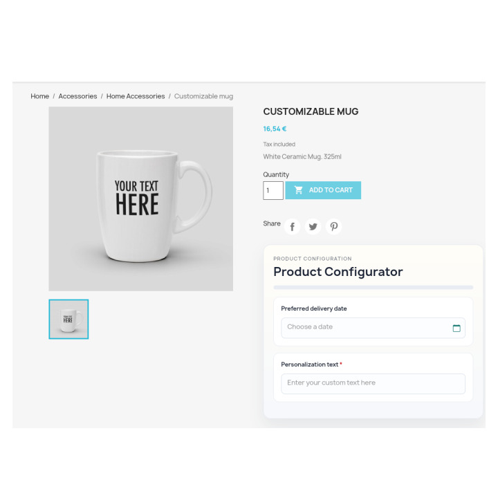 Advanced Product Configurator Live-Demo — Übersicht der Produktkonfiguration