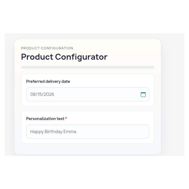 Advanced Product Configurator Live-Demo — ausgefüllte Konfiguration